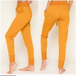 Free People FP Movement Skinny Sweatpants Joggers Mustard Yellow